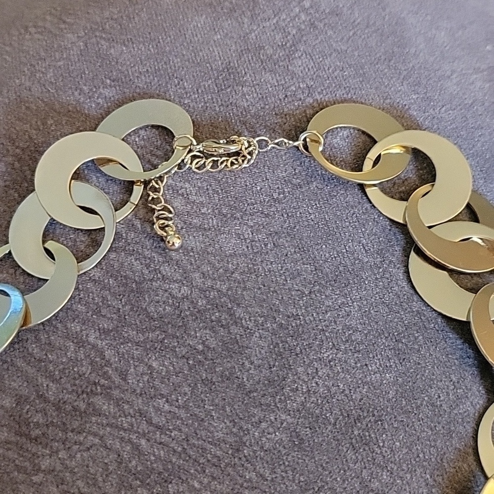 Vtg 1990s Goldtone Chunky Link Chain Unisex Holiday Necklace - Picture 5 of 7